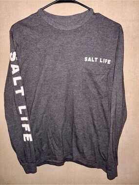 Salt Life Charcoal Long-Sleeve Logo Pocket Tee